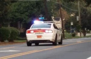 Sheriff's car with blue lights